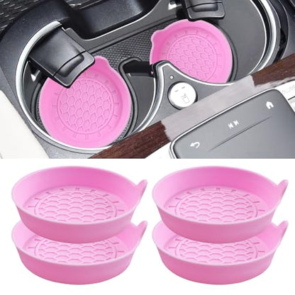 Amooca 4-Pack Spill-Proof Cup Coasters Non-Slip Car Cup Holder Inserts - color: Pink, size: 4 pack