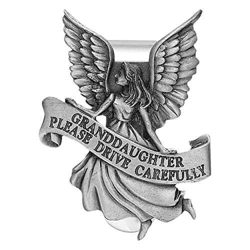 True Faith Jewelry Pewter Granddaughter Please Drive Carefully Car Guardian Angel Visor Clip, New Driver Gifts from Grandma and Grandpa, Fine Pewter (92% Tin), 2-1/4 x 1-5/8 Inch - size: Grandaughter Angel 2