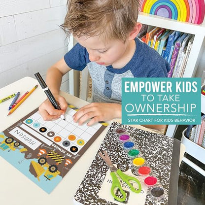 Sticker Chart for Kids Behavior at Home and Back to School Reward Charts - color: Construction