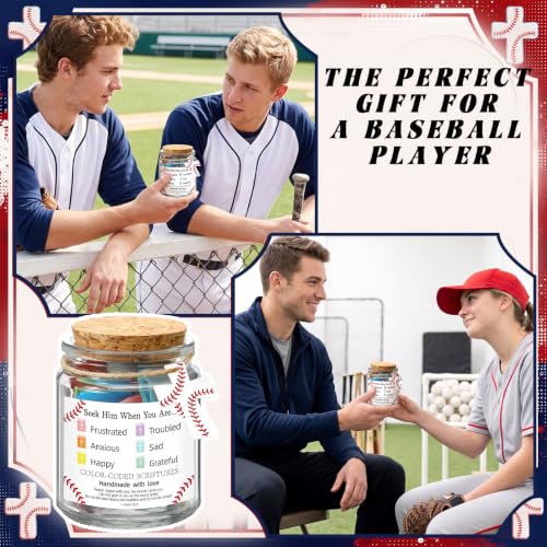 Lunmon Baseball Christian Affirmation Jar with Color-coded Bible Verses - style: Baseball