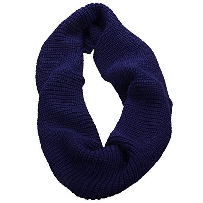 NEOSAN Womens Thick Ribbed Knit Winter Infinity Circle Loop Scarf - color: Navy Blue