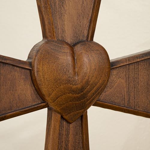 BGCarvedGrace Wooden Wall Cross with Heart Center - size: 20"L x 13"W