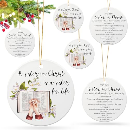 MiniInflat 6 Pcs Christian Christmas Ornaments Sister Ceramic Religious