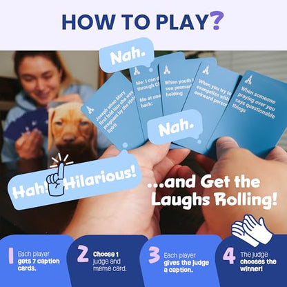 for Family Fun– Clean, Hilarious Bible Game with 75 Memes & 360 Faith-Based Captions – Family Meme Game, Christian Gift for Teens & Adults 10+, & Youth Group Bible Card Game
