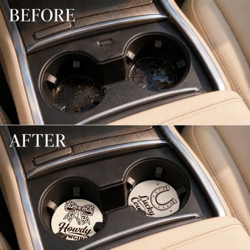 Car Coasters for Cup Holders, Western Car Coasters Set of 2, B26 - color: Lucky Howdy