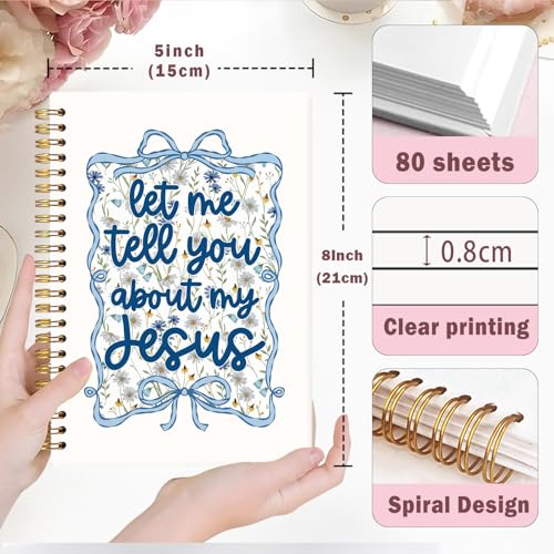 Lacama Christian Gifts for Women Inspirational Gifts for Women, Blue Bible Study Notebook, Prayer Journal for Women, Bible Journal, Cute Let Me Tell You About My Jesus Spiral Notebook - color: Let Me Tell You About My Jesus