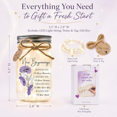SOLMAY New Beginnings Gifts for Women, New Job Gifts for Women Keepsake Jar - color: Mason New Beginnings