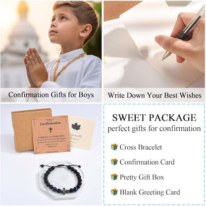 EFVISD Cross Bracelet for Boys Kids Mens Son Grandson Nephew Brother - color: Confirmation