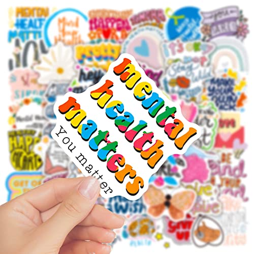 100pcs Mental Health Matters Sticker Pack.Waterproof Positive Quote Stickers for Water Bottles Laptop Notebook Phone Scrapbook,Vinyl Decals for Teens Adults Gifts - color: 100 - Mental Health