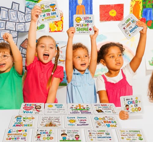Cinrobiye 24 Pcs Christian Coloring Jigsaw Puzzle Crafts Bulk DIY Religious Inspirational Bible Activities Jesus Loves You Faith Art Projects for VBS Sunday School Church Party Favors - color: Christian