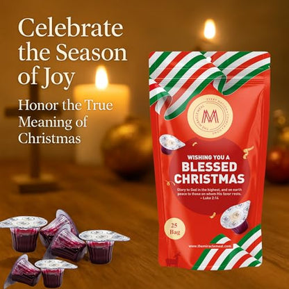 Christmas Edition Communion Cups | The Miracle Meal – 50 Pre-Filled Cups with Juice & Wafer | Celebrate Faith & Joy