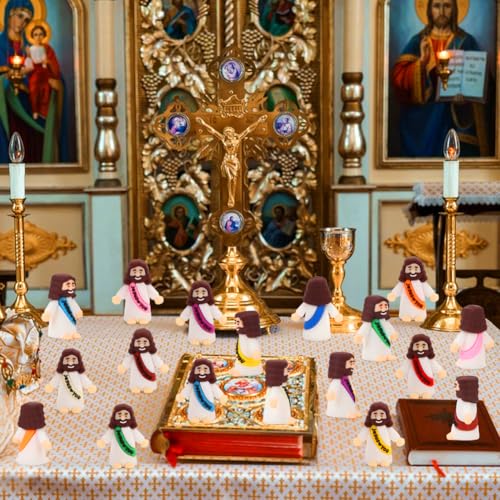 100 Pcs Little Jesus Figures, Jesus Loves You Figures, Mini Jesus in Bulk