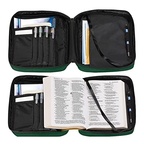 Coldinair Cherry Blossoms Print Bible Covers for Women,Cute Carrying Book Case Church Bag Bible Protector with Handle and Zipper Pocket,Green - color: Cherry Blossoms Green
