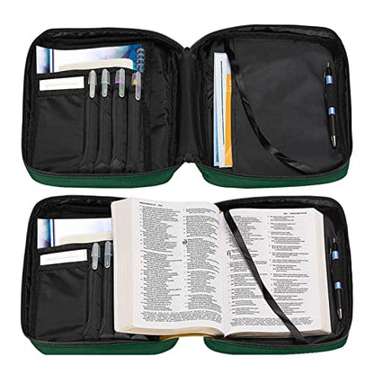 Coldinair Cherry Blossoms Print Bible Covers for Women,Cute Carrying Book Case Church Bag Bible Protector with Handle and Zipper Pocket,Green - color: Cherry Blossoms Green