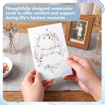 Sympathy Cards, 24 Pack Condolence Cards, 6x4in Thinking of You Card - style: Blue Sympathy Card