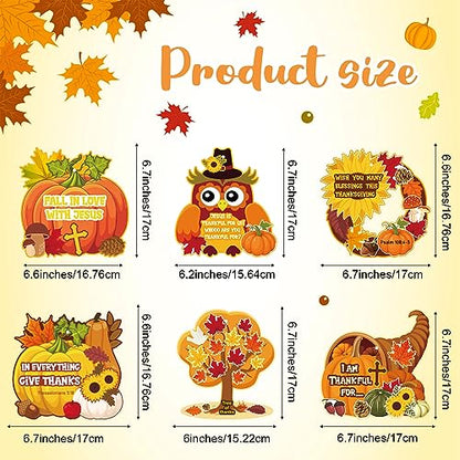 Outus 24 Pcs Religious Fall Crafts for Kids - Autumn Harvest Pumpkin Jesus Stickers, Thanksgiving DIY Craft Hanging Ornaments for Christian Classroom Activities