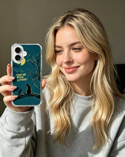 Crow and Black Cat Moon Phone Case Compatible with iPhone 17, Hippie Spooky Halloween Phone Cover for iPhone 17 - color: Crow and Cat