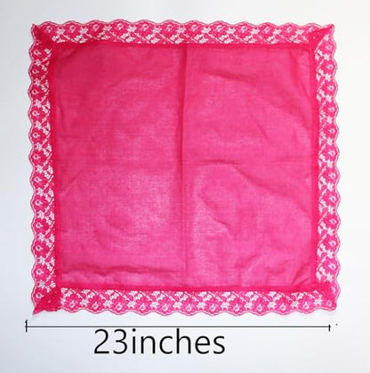 24" Lap scarf lap scarves with lace trims lap handkerchief Lap covers lap skirts for women in church - color: Blue+red