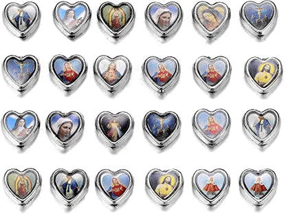 100pcs Heart Shape Our Lady Jesus Cross Saint Mary with Medal Rosary Beads DIY Necklace Bracelets Beads for making jewellery - color: Multicolor