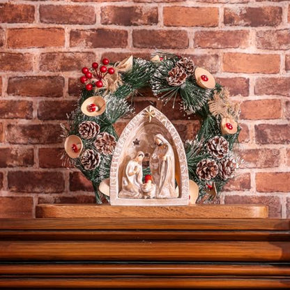 WILLBOND Nativity Sets for Christmas Indoor Holy Family Manger Scene Small Nativity Set with LED Lights Resin Figurine Tealight Candle Holder Tabletop Decor Gift for Holiday(6.7 x 5.5 x 3.9 Inch) - size: 6.7 x 5.5 x 3.9 Inch