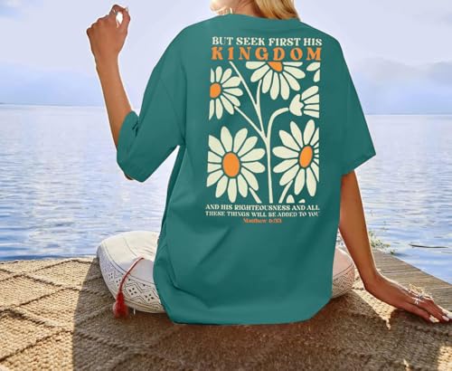 Christian Shirts for Women Jesus Shirt Christian Graphic Tees - color: Green, size: Small