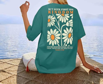 Christian Shirts for Women Jesus Shirt Christian Graphic Tees - color: Green, size: X-Large