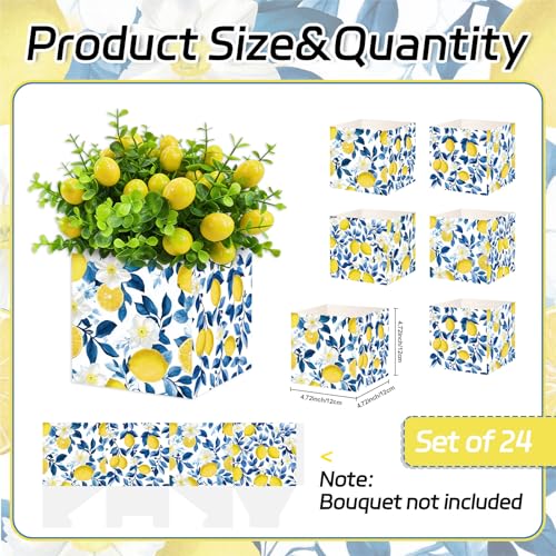 Cinrobiye 24 Pcs Amalfi Coast Centerpieces for Tables, Capri Blue Tile Lemon Party Decorations, Italian Summer Table Decor for Bridal Shower, Baby Shower, Birthday Party and Mediterranean Theme Events - color: Blue1