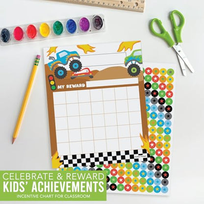 Sticker Chart for Kids Behavior at Home and Back to School Reward Charts - color: Monster Truck
