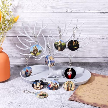 50 Pcs Christian Keychain, Catholic Gifts Bulk Religious Acrylic Saint Keychains for Believers, Church Prayer Groups, Baptism Confirmation Souvenirs for Women Men