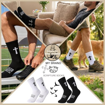 Unisex Cross Socks,Gifts for Christian On Easter and Christmas - color: Proverbs 3:5 - Black