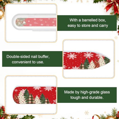10 Pcs Christmas Glass Nail Files Gifts with Case Xmas Party Favors Bulk - style: Snowy