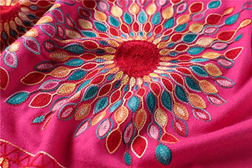 Urban CoCo Embroidered Scarf for Women, Tassel Shawl, Soft Lightweight Wrap - color: Rose