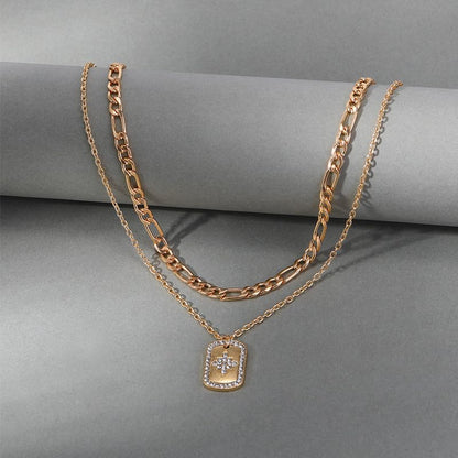 Clover Necklace Dainty Hollow 4 Leaf Choker Necklaces Tiny Cute Pendant Necklaces for Women 18K Gold Plated Lucky Four Leaf Pendant Jewelry - style: 2 layer-plate