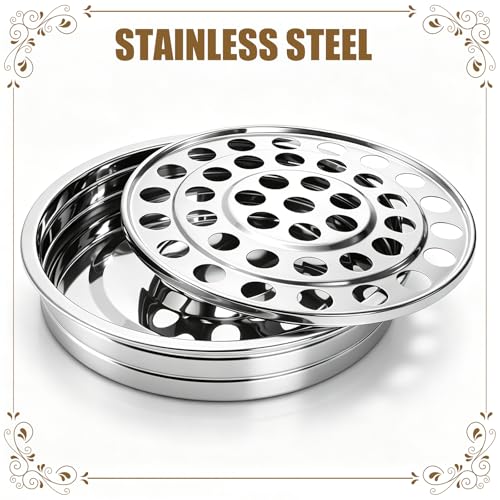 Bekith Holy Communion Trays for Churches, Stainless Steel Communion Plates, Holds Up to 40 Cups, Not Included Lid (Silver)