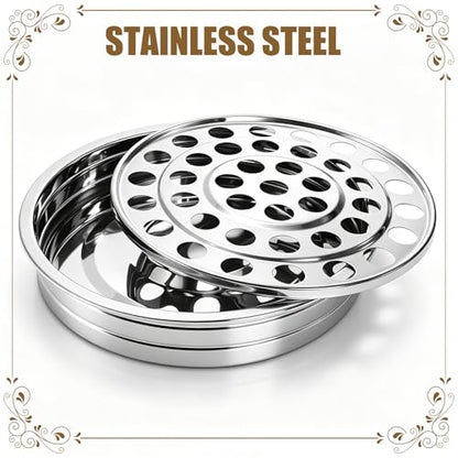 Bekith Holy Communion Trays for Churches, Stainless Steel Communion Plates, Holds Up to 40 Cups, Not Included Lid (Silver)