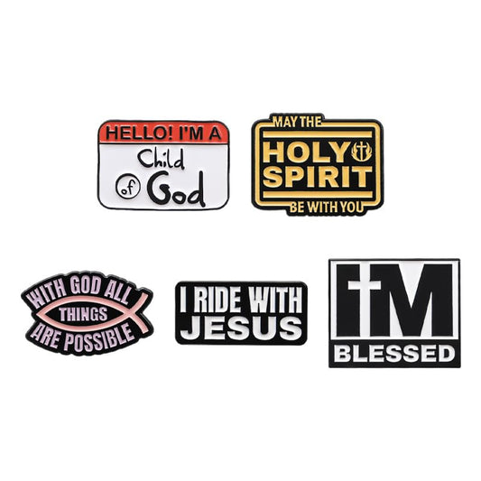 May The Holy Spirit Be With You Enamel Pin Cute Christian Inspiration English Pattern Metal Christian Badge Brooch Gift
