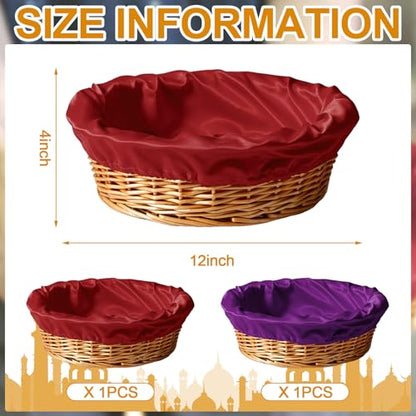 FillTouch 2 Pcs 12 Inches Round Offering Baskets for Church, Purple,Red - color: Purple,Red