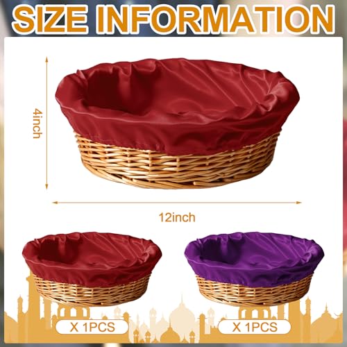 FillTouch 2 Pcs 12 Inches Round Offering Baskets for Church, Purple,Red - color: Purple,Red
