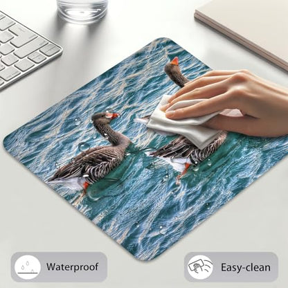 Greylag Geese Swimming on Teal Lake, Nature Wildlife Design Desk Mat - color: Color_DE0014XX