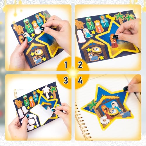 Haooryx Xmas Nativity Scene Stickers Make Your Own Jesus Birth Paper Craft - style: 40Pcs Jesus Birth