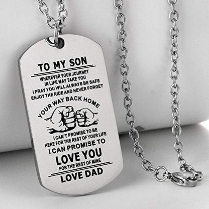 Christian Scripture Religious Dog Tag Necklace,Catholic Bible Verse Baptism Confirmation Sacrament Gifts - style: Mom to son