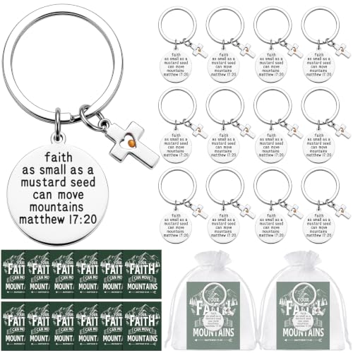 12 Set Mustard Seed Keychain with Seed for Christian Men Women
