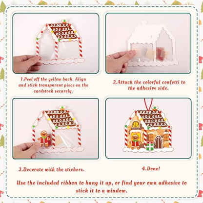 Renbuzhu 36PCS Christmas Crafts Bulk: Xmas Paper Suncatchers DIY Kit for Winter Holiday Activities Decorations, Window Stained Glass Effect Art Ornaments - style: christmas holiday