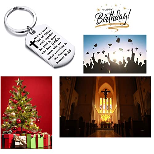 Gzrlyf Romans 8:28 Keychain Christian Gifts and We Know that All Things Work together for Good for Those who Love God