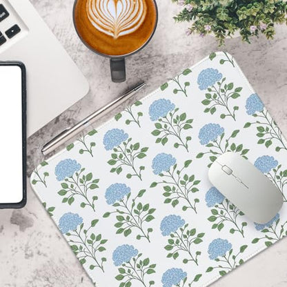 Hydrangea Mouse Pad, Moss Blue Flroal Small Mousepad 10x8 - color: Blue Flroal Hydrangea, size: 10.2L x 8.2W inches