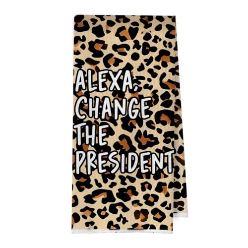Funny Political Kitchen Towels - Change the President Waffle Weave Dish Towels, Funny Kitchen Bathroom Decor, House Warming Gifts, Changing Towel, 16×24 Inches- Leopard - color: Leopard