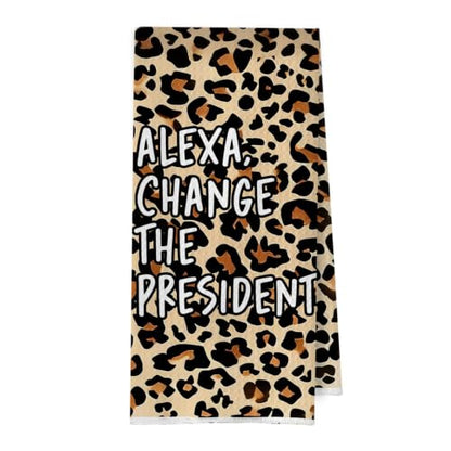 Funny Political Kitchen Towels - Change the President Waffle Weave Dish Towels, Funny Kitchen Bathroom Decor, House Warming Gifts, Changing Towel, 16×24 Inches- Leopard - color: Leopard