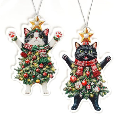 Christmas Ornaments 2026, Cat Ornaments for Christmas Tree - color: Set 2 Cat Christmas