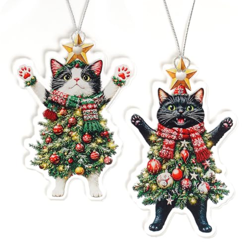 Christmas Ornaments 2026, Cat Ornaments for Christmas Tree - color: Set 2 Cat Christmas