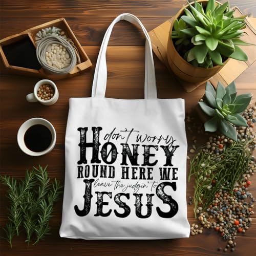 VICBOU Bible Verse Canvas Tote Bag Religious Christian Gifts for Women Men Faith Canvas Tote Reusable Grocery Bag - color: Jesus